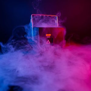 lasercube-ultra-mk2 The new lasercube ultra mk2 with purple and blue smoke around it.